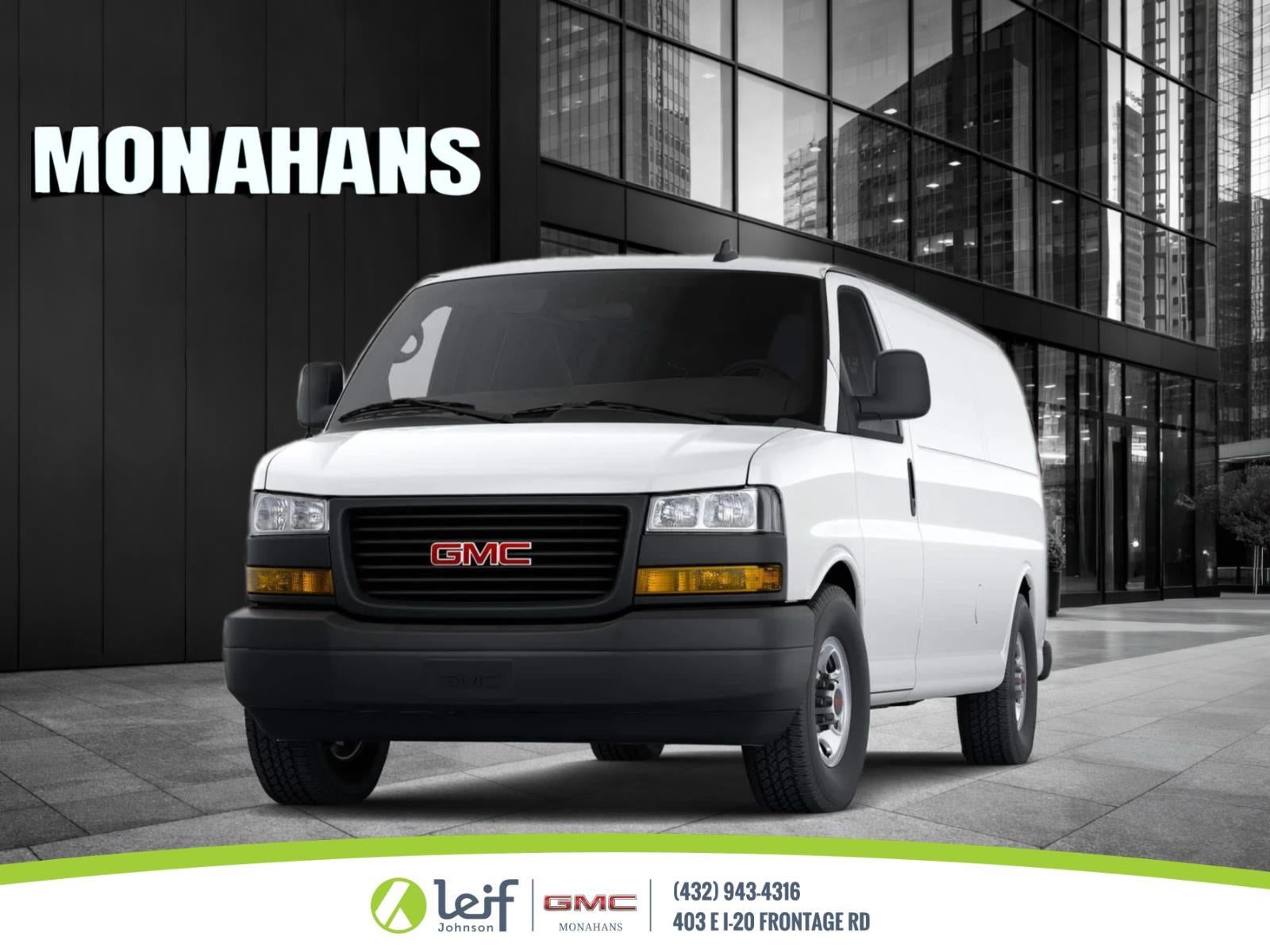2026 GMC Savana Cargo Work Van in Summit White — front three-quarter view
