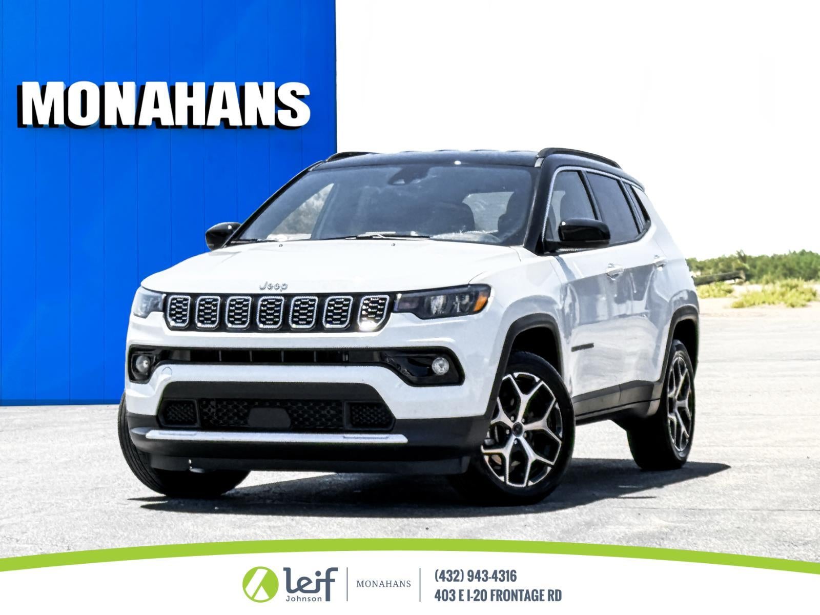 2025 Jeep Compass Limited 4x4 in White — front three-quarter view